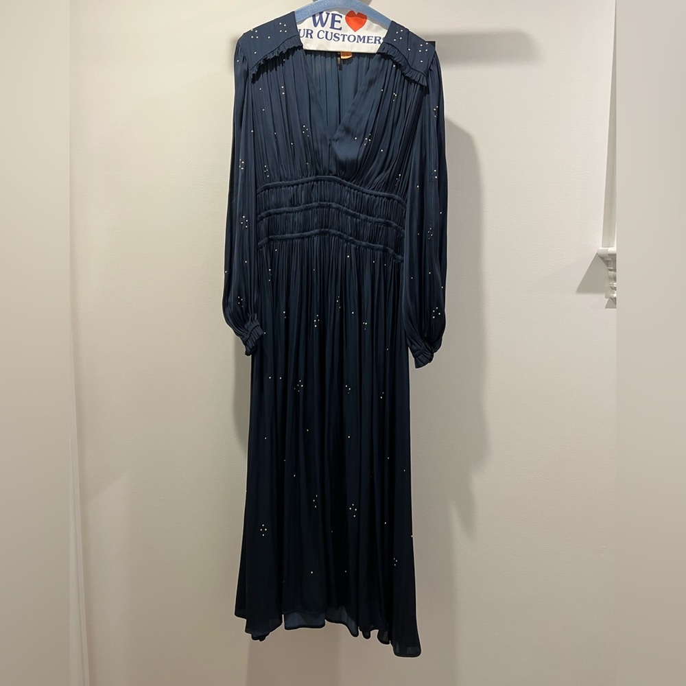 Navy Blue Maje Gown with beading